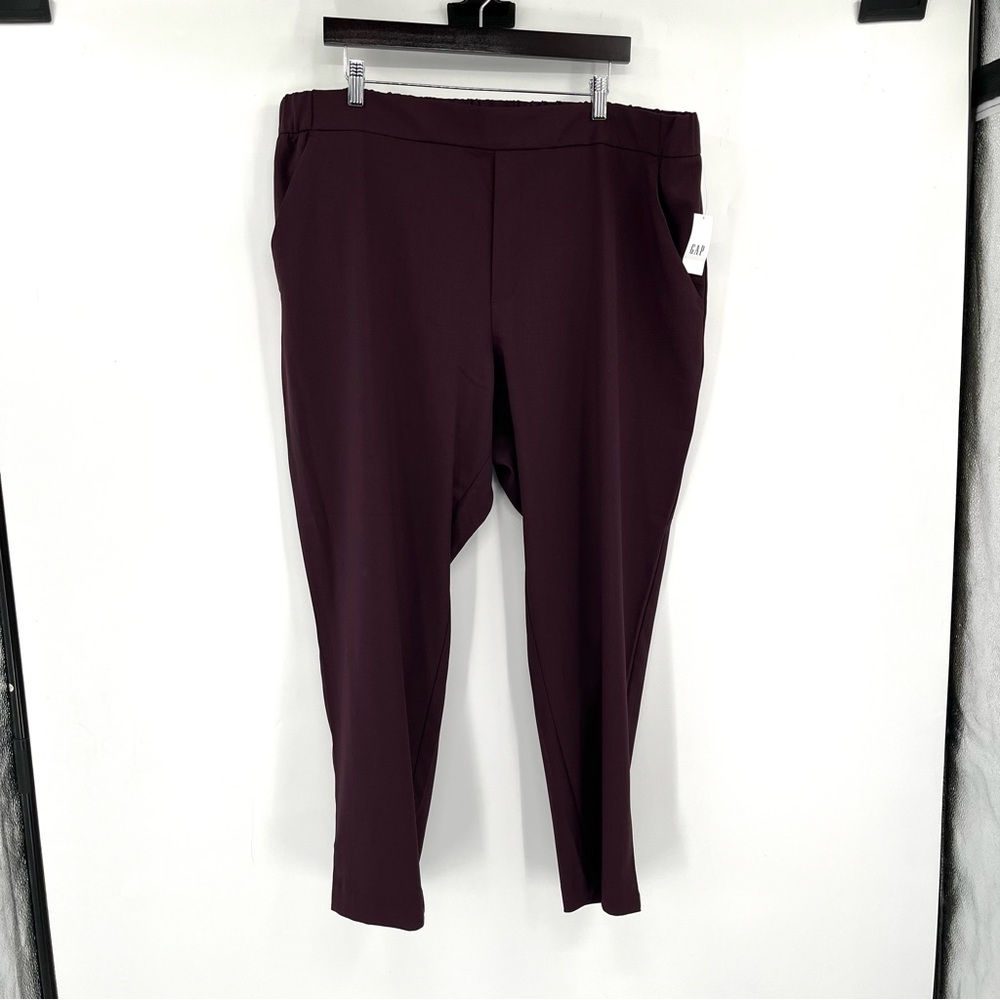GAP Easy Pant Eggplant Purple Pants Straight Leg Pull On XXL NWT Ankle Pants